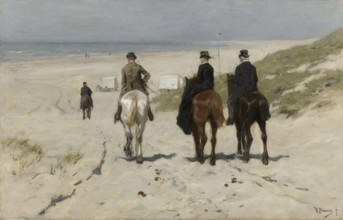 Morning Ride along the Beach, 1876. Creator: Mauve, Anton (1838-1888).