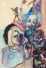 Self-portrait (in fantastic company), 1931. Creator: Lohse-Wächtler, Elfriede (1899-1940).