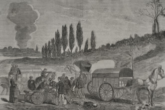 Franco-Prussian War (1870-1871): Burial of the dead by ambulances, 1871. Creator: Unknown.