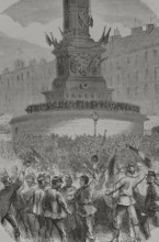 Riots in the Place de la Bastille, Paris Commune, France, 1871.  Creator: Unknown.