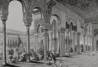 Interior of Alhambra Palace, Granada, Andalusia, Spain, 1877. Creator: Unknown.