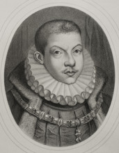 Philip III (1578-1621), King of Spain (1598-1621) and also, as Philip II, King of Portugal..., 1879. Creators: Alphonse Charles Masson, Magin Pujadas.