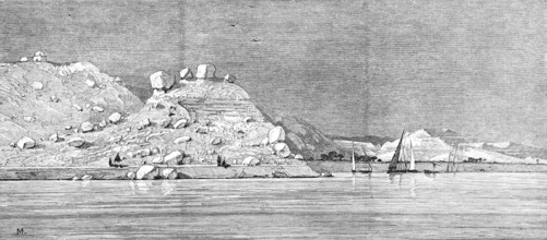 Termination of the Arabian Mountain Range on the right bank of the Nile near Edfou, 1883. Creator: Unknown.