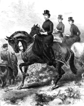 The Imperial Crown Princess of Germany at the German Army Manoeuvres, 1883. Creator: Unknown.