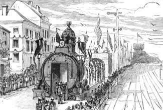Unveiling the German National Monument at Rüdesheim: the Great Tun in the main street, 1883. Creator: Unknown.