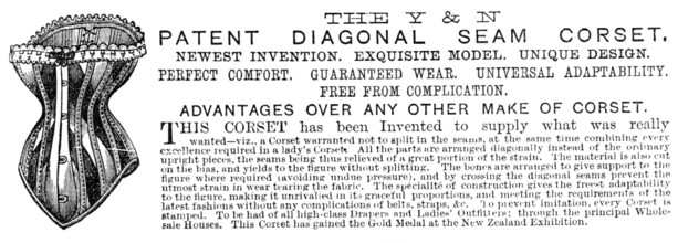 The Y & N Patent Diagonal Seam Corset, 1883.  Creator: Unknown.