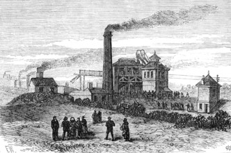 Scene of the Colliery Disaster at Barnsley, 1883. Creator: Unknown.