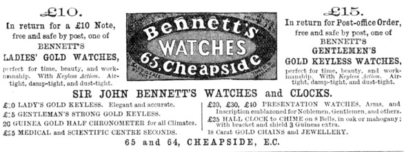 Bennett's Watches, 1883.  Creator: Unknown.