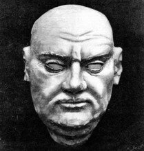 The Luther Celebration: cast of Luther's face, taken after his death..St. Mary's Church, Halle, 1883 Creator: R. Taylor.
