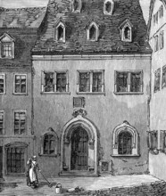 The Luther Celebration in Germany: house in which Luther died at Eisleben, Feb. 18, 1546, (1883). Creator: Unknown.