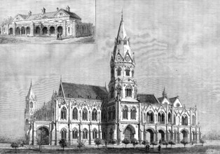 The Government College and Oriental College, Lahore, with the Punjaub University Senate Hall, 1883. Creator: Unknown.