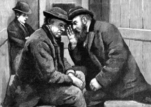 They spoke to one another in hoarse whispers, and seemed to be on intimate terms, 1883. Creator: R. Taylor.