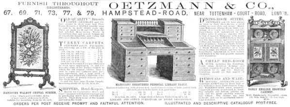 Oetzmann & Co., furniture, 1883.  Creator: Unknown.