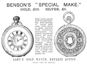 Benson's "Special Make" Lady's Gold Watch, 1883. Creator: Unknown.