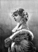 Dressed for the Opera, by E. Tofano, exhibited in Mr. McLean's Gallery, Haymarket, 1883. Creator: Unknown.