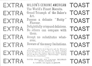 Wilson's Genuine American - Extra Toast, 1883.  Creator: Unknown.