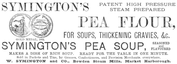 Symington's Patent High Pressure Steam Prepared Pea Flour, 1883. Creator: Unknown.