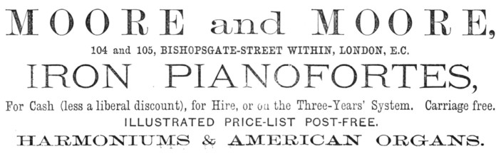 Moore and Moore, Iron Pianofortes, 1883. Creator: Unknown.
