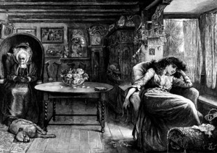 She sat leaning back in a low chair, her face turned towards the window, 1890. Creator: Unknown.