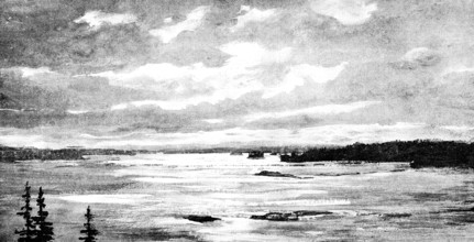 Lord Lonsdale’s travels in the Arctic regions of North America: view on the Mackenzie River, 1890. Creator: Unknown.