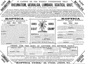 Advertisement for Koptica, the famous Persian Herbal Specific, 1890. Creator: Unknown.