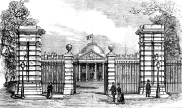 The Royal Palace of Laeken, Brussels, destroyed by fire: entrance to the Palace, 1890. Creator: Unknown.