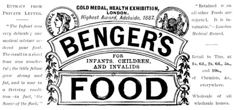 Advertisement for Benger’s Food, 1890. Creator: Unknown.