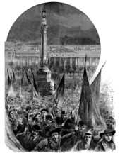 The Dispute with Portugal: popular manifestation in the Place Dom Pedro, Lisbon...Jan. 14, 1890. Creator: Unknown.