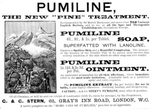 Advertisement for Pumiline Ointment, 1890. Creator: Unknown.