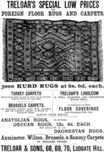Advertisement for Treloar’s Foreign Floor Rugs and Carpets, 1890. Creator: Unknown.