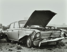 A car which has been 'dumped' and abandoned by its owner, 1970. Creator: Unknown.