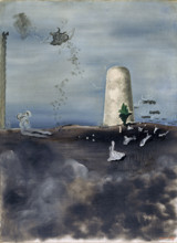 Death Watching his Family, 1927. Creator: Yves Tanguy.