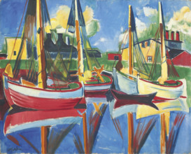 Fishing boats in the afternoon sun, 1921. Creator: Max Pechstein.