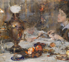 Portrait of Artist's Wife and Daughter, 1925. Creator: Nikolay Feshin.