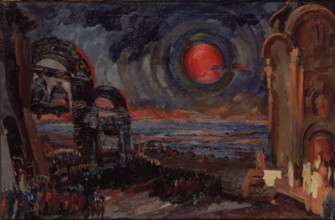 Prologue. Stage design for the opera Prince Igor by A. Borodin, 1934. Creator: Fyodor Fyodorovsky.