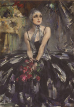 Portrait of the ballet dancer Vera Fokina (1886-1958), 1927. Creator: Nikolay Feshin.