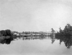 Possibly Coomera River rail bridge, Canungra township, 1888. Creator: Robert Augustus Henry L'Estrange.