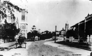 Wickham Terrace, Congregational Church on the left. Baptist Tabernacle on the right, 1894. Creator: Poul C Poulsen.