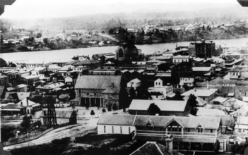View of Brisbane city's central business district, c1883. Creator: Unknown.