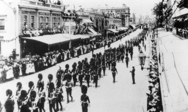 Procession with the Imperial Troops, Queen Street, Brisbane, Queensland, 1901. Creator: Unknown.