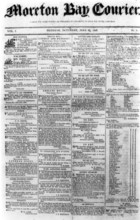Moreton Bay Courier, 1st Issue (front page), 1846. Creator: Unknown.