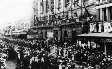 Parade in Queen Street, Brisbane, Queensland, 1914. Creator: Unknown.