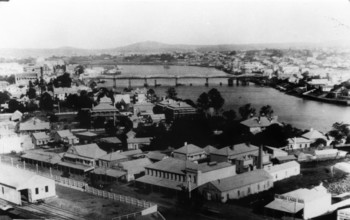 Roma Street between the railway yards and the Brisbane River, 1897. Creator: Unknown.