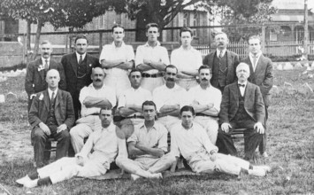 Eric Crew, middle back c1919. Creator: Murphy.