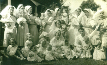 Babies and staff at St Monan's Hospital, 146 Holt Avenue, Cremorne, c1950. Creator: Unknown.