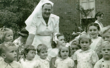Matron Joan Gardner and children at St Monan's Hospital, 1952. Creator: Unknown.