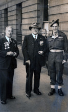 Captain Frank Page MC (centre), Anzac Day march, year unknown. Creator: Unknown.