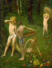 Children in an Orchard / Autumn, 1871. Creator: Pierre Puvis de Chavannes.