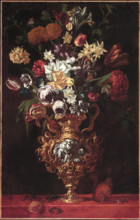 Bouquet of Flowers in a Figured Gold and Silver Vase, 17th or early 18th century. Creator: Anon.