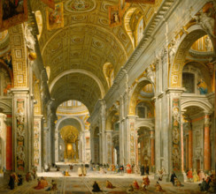 Interior of St. Peter's, Rome, 1750. Creator: Giovanni Paolo Panini.